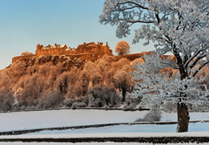 Stirling Castle in winter snow