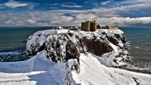 Scottish castle in the snow