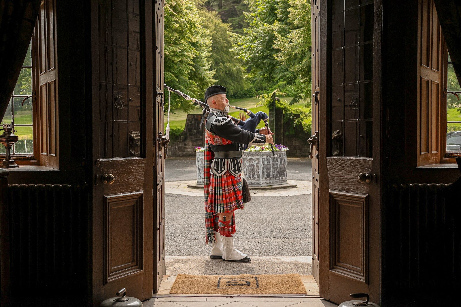 A piper's welcome // Credit: Glenapp Castle